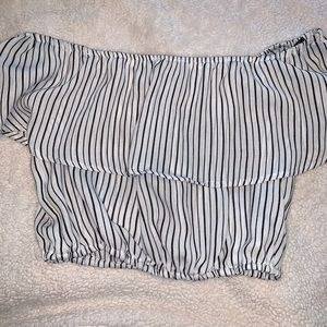 Striped off the shoulder forever 21 crop top